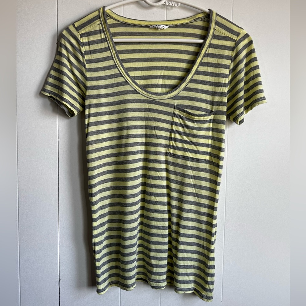 Club Monaco Striped Yellow and Gray T-Shirt